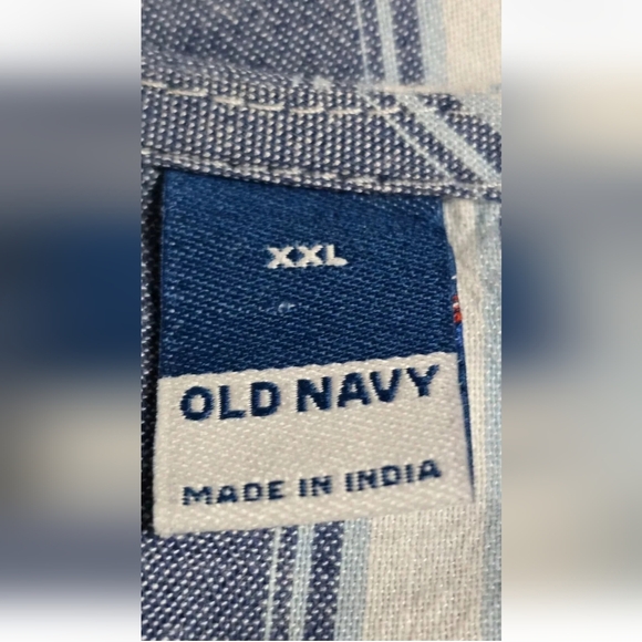 Old Navy Striped Puff Sleeve Tiered Cotton Pockets Button Front Dress Sz XXL - Picture 10 of 12